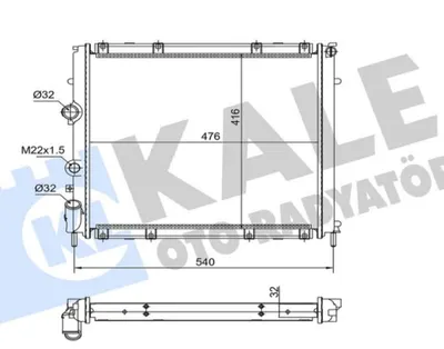 RADYATÖR [BRAZING VERSİYONU KL196900-0534351AB] RENAULT KANGOO 1.5DCI 1.9D EXPRESS 1.9 97<03 (MT) (NAC) [MEKANİK] [34MM] 63854A 58075 RTA2215