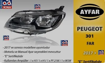 FAR SOL MOTORLU PEUGEOT P301 YM 2017