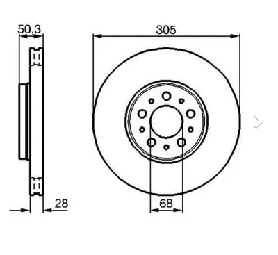ÖN FREN AYNASI VOLVO S60 00-10 S80 98-06 V70 97-07 XC70 00-07 305x25x5DLx BÜYÜK TİP DELİKLİ -986478494-DF4053S