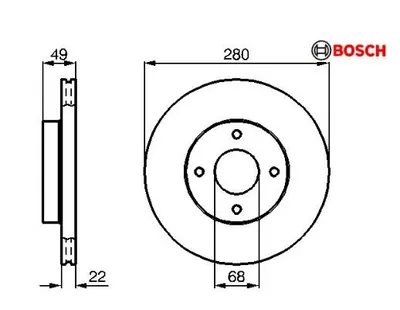 ÖN FREN AYNASI NISSAN ALMERA 00 02 PRIMERA 96 02 2.0ie 16V 280x7.7x 4 DELİK HAVALI