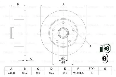 FREN DISKI ARKA 245mm A4 1.6 1.8 20V 1.8VT 1.9TDI 2.4 30V 2.6 2.8 30V A4 AVANT 1.6 1.8 20V 1.8T