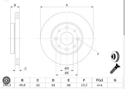 ON FREN DISKI FIAT 500 08 500C 09 PANDA 12 FORD KA 1.3 TDCİ 09 0.9-1.2-1.4-1.3DMTJ 240.5