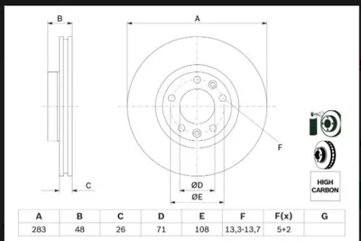 ÖN FREN AYNASI 407 1.6HDI 1.8-2.016V-2.0HDI 04 607 2.0 00 508 10 283×26x5DLxHAVALI