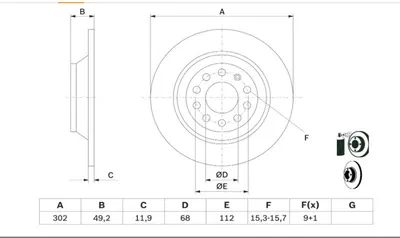 FREN DISK AUDI A6 2004 -ARKA DF4434