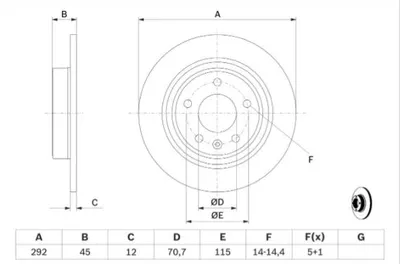 FREN DISKI ARKA 292mm OPEL ASTRA J 1.4I 1.4I TURBO 1.6I 1.6I TURBO 1.7CDTI 09->