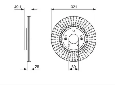 FREN DİSKİ. ÖN. 321 /28-26.4 MM . HAVA KANALLI. YÜKSEK KARBON ALAŞIMLI