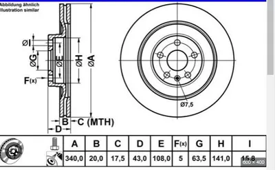 FREN DISKI ARKA VOLVO XC90 II D4 D5 2014-  340mm 31400779