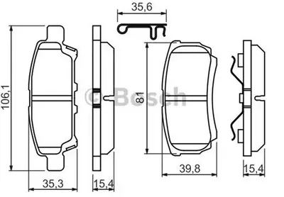 FREN BALATASI ARKA (MITSUBISHI OUTLANDER (05/03-) [ 106,0/85,5X35,5/40,0X15,5 MM ] - İKAZ KABLOLU
