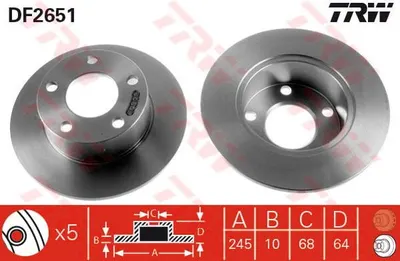 FREN DISKI ARKA (5D 245 MM) AUDI A4 A6 SKODA SUPER B VOLKSWAGEN PASSAT 96-