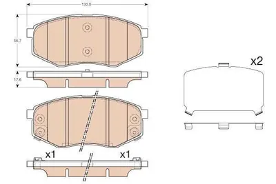 ÖN BALATA HYUNDAI İX20 (11=> İX35 2.0-2.0 CRDİ 10=> (130X56.7X17.6 MM)