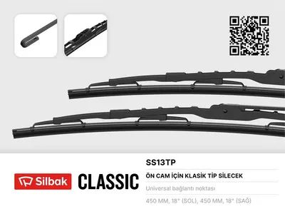 SILECEK SUPURGESI (450 MM) METAL TIP FORD TAUNUS 1.6,2.0,GL,GTS, KIA BESTA, ISUZU KS 22, NKR, MITSUBUSHI CANTER KAMYON, MITSUBISHI L 300, BMW 315-316, FIAT 69 İVECO 9MM KANCALI, BMC TM25, LEYLAND 30, FATİH, BMC TM25