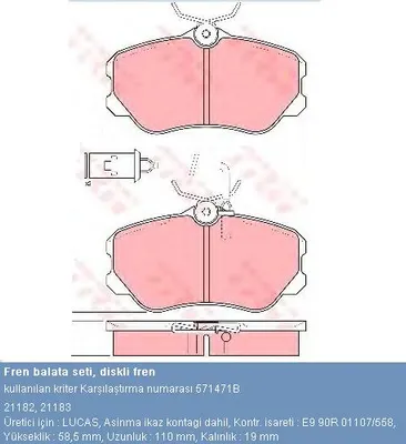DİSK BALATA ÖN 571471B XM FİŞLİ