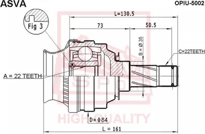 AKS KAFASI İÇ AKS0130 VECTRA A 1.4 22X22X35 UZUNLUK 130,6mm 88-95