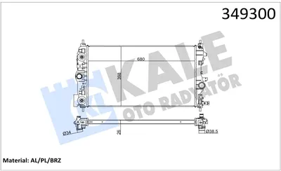 SU RADYATORU OPEL ASTRA J-ASTRA GTC J-ZAFIRA TOURER C CHEVROLET CRUZE J300-CRUZE J305-CRUZE J308-ORLANDO J309 680X397X28 AL/PL/BRZ
