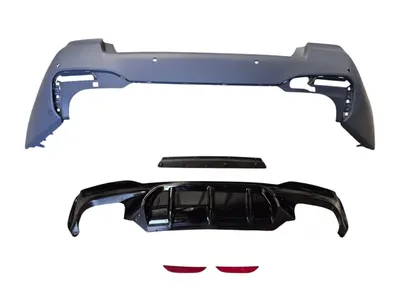 (YENİ ÜRÜN!!!)BMW 5 SERI- G30- 20/22; ARKA TAMPON ASTARLI(KARLIKLI-REFLEKTÖRLÜ-BRAKETLİ-ÇEKİ KAPAKLI-SENSÖRLÜ)(M5)