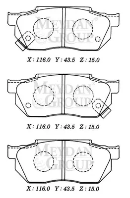 HONDA CIVIC- SD/HB- 92/95; ÖN FREN BALATASI 1.4cc TIRNAKLI TİP (DİSK) (116X43,5X15) (DAIWA)