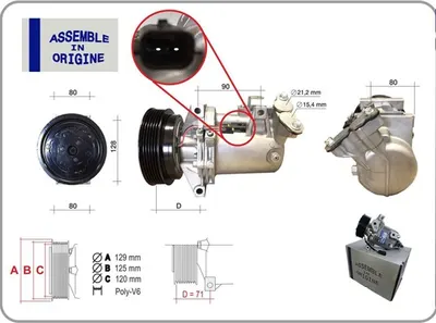 KLIMA KOMPRESÖRÜ KOMPLE SIFIR ÜRÜN RENAULT CLIO III 04>12 KANGOO II 08> MODUS 04> MICRA III 03>10 QASHQAI J10 06>13 15DCI K9K 12V 6 KANAL 125MM MERCEDES CITAN W415 12>