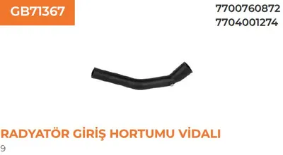 Renault 9 Renault 11 Radyatör Hortumu Üst  Vidalı 7700760872