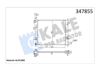 MOTOR SU RADYATORU KIA PICANTO 1.0 1.1 11> MANUEL 420×358×16