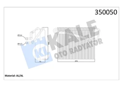 KALORİFER RADYATÖRÜ KLİMA EVAPARATOR ASTRA G-ZAFIRA A 98 274x235x73 AL