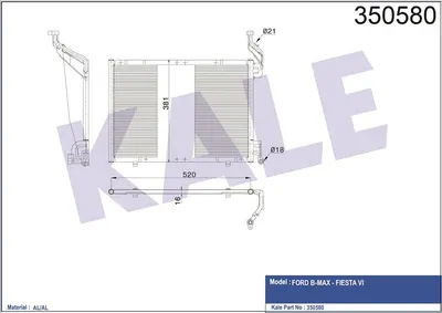 KLIMA RADYATORU (520X381X16) FORD FORD B-MAX 16 TDCI 12- FIESTA VI 16 TDCI 10-