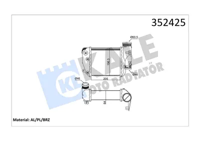 TURBO RADYATORU AUDI A6 2.7 3.0TDI 04-08 (SAĞ) [BRAZING] [205X196 3×64] 