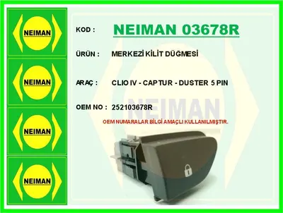 MERKEZİ KİLİT DÜĞMESİ CLIO 4 - CAPTUR - DUSTER 5 PIN