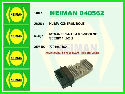 KLİMA KONTROL ROLE MEGANE I 1.4 1.6 1.9 D MEGANE SCENIC 1.6I 2.0I