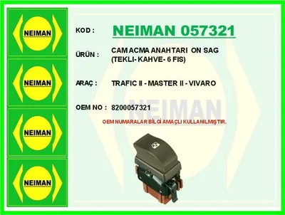 CAM ACMA ANAHTARI ON SAG ( TEKLI- KAHVE- 6 FIS ) TRAFIC II MASTER II VIVARO