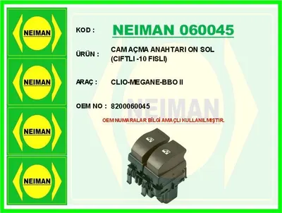 CAM AÇMA ANAHTARI ON SOL CIFTLI -10 FISLI CLIO-MEGANE-BBO II