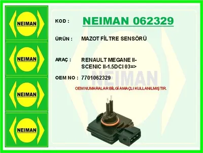 MAZOT FİLTRE SENSÖRÜ MEGANE II SCENIC II 1.5 DCI 03>