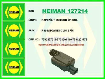 KAPI KİLİT MOTORU ÖN SOL R19-MEGANE I-CLIO 2 FİŞ