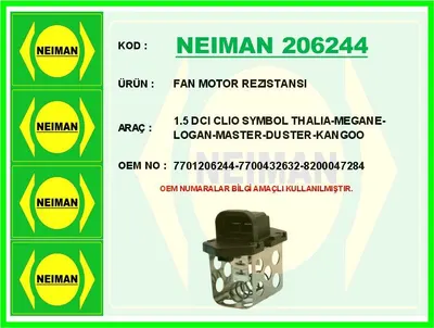 FAN MOTOR REZİSTANSI 1.5 DCI CLIO SYMBOL THALIA MEGANE LOGAN MASTER DUSTER KANGOO