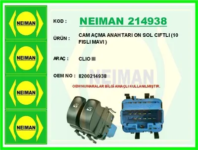 CAM AÇMA ANAHTARI ON SOL CIFTLI (10 FISLI MAVI ) CLIO III