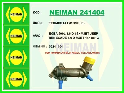 TERMOSTAT KOMPLE EGEA 500L 1.6 D 15> MJET JEEP RENEGADE 1.6 D MJET 14> 88 C