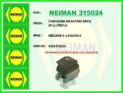 CAM AÇMA ANAHTARI ARKA (R-L) (TEKLI) MEGANE II LAGUNA II