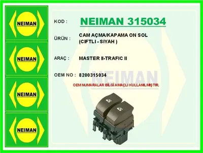 CAM AÇMA/KAPAMA ON SOL ( CIFTLI - SIYAH ) MASTER II TRAFIC II