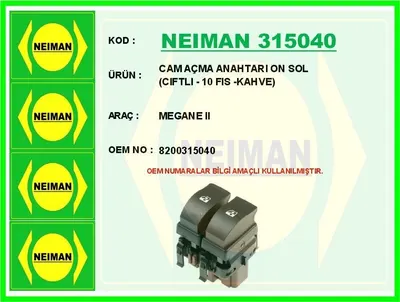 CAM AÇMA ANAHTARI ON SOL ( CIFTLI - 10 FIS ) MEGANE II