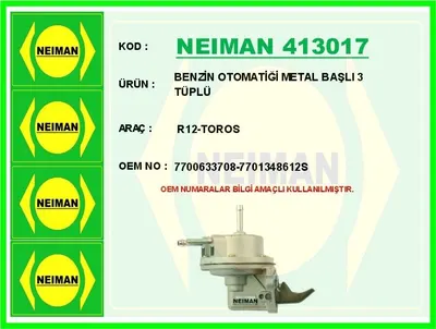 BENZİN OTOMATİĞİ METAL BAŞLI 3 TÜPLÜ R12 TOROS