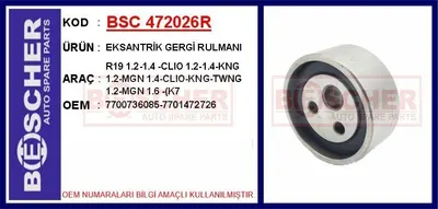 EKSANTRİK GERGİ RULMANI R19 1.2 1.4 CLIO KANGOO CLIO KANGOO MEGANE 1.6