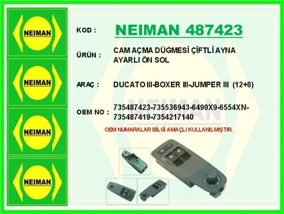 CAM AÇMA DÜĞMESİ ÇİFTLİ AYNA AYARLI ÖN SOL DUCATO 3-BOXER 3-JUMPER 3 12 8