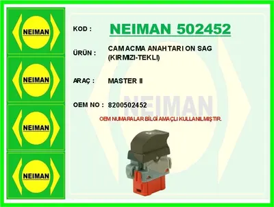 CAM ACMA ANAHTARI ON SAG ( KIRMIZI-TEKLI) MASTER II