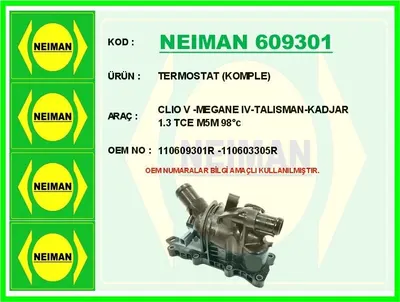 TERMOSTAT (KOMPLE) CLIO V MEGANE IV TALISMAN KADJAR 1.3 TCE M5M 98°c