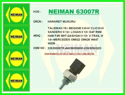 HARARET MÜŞÜRÜ TALISMAN 15> MEGANE II III IV CLIO III IV SANDERO II 12> LOGAN II 12> D4F R9M H4M F4R M9T QASHQAI II 13> X TRAIL