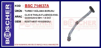 TURBO YAĞLAMA BORUSU CLIO III THALIA-FLUENCE-KNG-QASHQAI+2 08=> 1.5 DCİ ALÜMİNYUM BORU