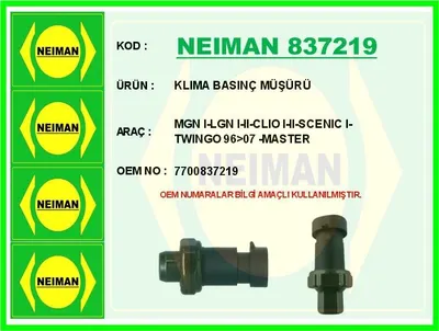KLİMA BASINÇ MÜŞÜRÜ MEGANE I LOGAN I II CLIO I II SCENIC I TWINGO 96-07 MASTER