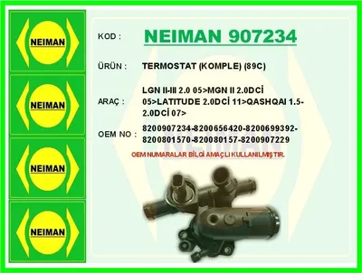 TERMOSTAT KOMPLE 89C LGN IIIII 20 05>MGN II 20DCI 05>LATITUDE 20DCI 11>QASHQAI 1520DCI 07