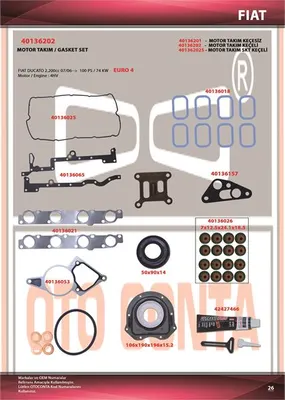 MOTOR TAKIM CONTA KEÇELİ SUBAP LASTİKLİ SİLİNDİR KAPAK CONTASI SİZ BOXER-JUMPER 2.2 HDI 4HU-4HV P22DTE